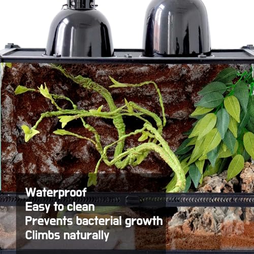 Reptile Terrarium Decor Branch, 45'' Climbing Fake Plants for Reptile Enclosure, Ideal for Chameleon Bearded Dragon Lizard Gecko Tank Accessories - size: Reptile Branch - Medium
