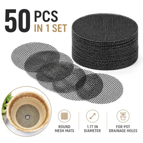 50 Pcs Round Mesh Mats for Plant Potting Gardening Plant Mesh Mats Bonsai Flower Drainage Hole Screen Bonsai Pot Bottom for Gardening(Diameter 4.5cm*50 Pieces) - color: Diameter 4.5cm*50 Pieces