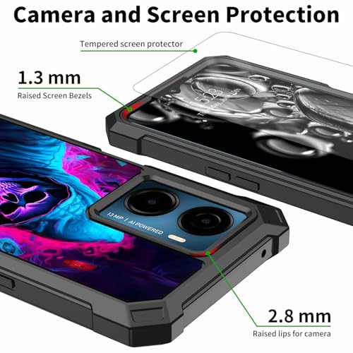 for Cricket Magic 2 5G 2024 Case,AT&T Propel 2 5G Phone Case with Screen Protector Rugged Dual Layer Protection Shockproof Corner Silicone Bumper Case for Cricket Magic 2,Glitter Skull Men - color: Glitter Skull Men, size: for Cricket Magic 2 5G 2024/AT&T
