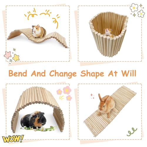 Hamiledyi Large Wooden Bridge Hamster Ladder House for Small Animals, Tunnel, Ladder, Chew Toys for Hamster Bunny Guinea Pigs Rats Chinchilla (26.4"7.9") - size: L