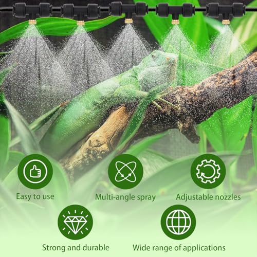 Reptile Terrariums Misting Accessories kit, Reptile Mister Nozzles, with 10 Misting Nozzle, 5 Brass Plugs, 3 Plugs, 1 Misting System Filter, 16ft 1/4 inch Tube, Black - size: 20PCS Reptile Misting Nozzles