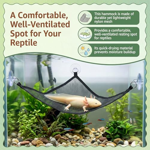 2 Pack Breathable Mesh Reptile Hammock Axolotl Lizard Bearded Dragon Geckos Hammock Axolotl Tank Accessories Bearded Dragon Accessories for Geckos Snakes Iguanas Anoles Chameleon