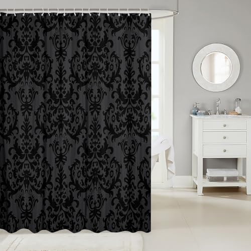 Erosebridal Adults Gothic Damask Shower Curtain Antique Victorian Baroque Bathroom Curtain 72" Wx72 L Black Grey Greenish Vintage Floral Bathroom Accessories Bohemian Exotic Decor 12 Hooks - color: Pattern 09, size: 72"W x 72"L (Pack of 1)