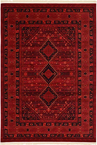 Unique Loom Tekke Collection Area Rug - Sheibani (7' 1" x 10' Rectangle, Red/ Black) - size: 7'1" x 10' (Rectangular)