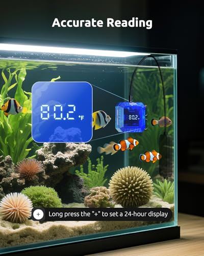 Aquarium Thermometer Submersible, Digital Fish Tank Thermometers with USB | Aquariums Temperature Gauge ±1℉ Accurate for GlassTank, Suitable for Fish, Turtle, Saltwater or Freshwater, 6.56ft Power Cord - color: Blue