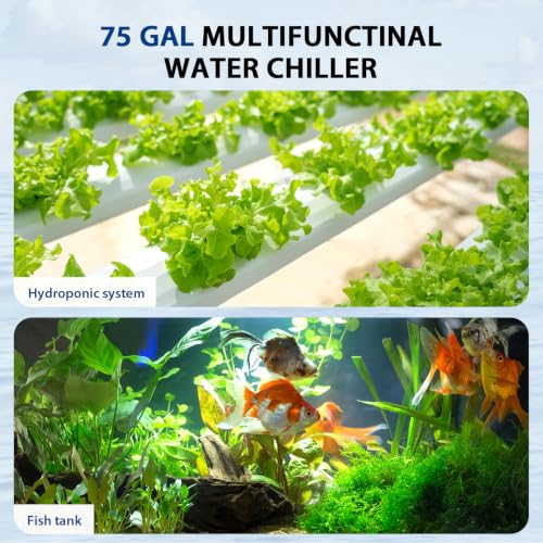 79 Gal Aquarium Chiller, 1/3 HP Fish Tank Water Chiller, Hydroponic Water Chiller with Touch Screen, Hydroponics System Axolotl Jellyfish Coral Reef 300L