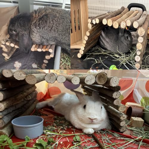 kathson Rabbit Wooden Bridge(20.0 x 11.8 inches),Guinea Pig Wood Tunnel Large Bunny Ladders Small Animal Flexible Hideout for Hamster Chinchillas Guinea Pig Hedgehog and Other Rodents - size: L (20.0 x 11.8 inches)
