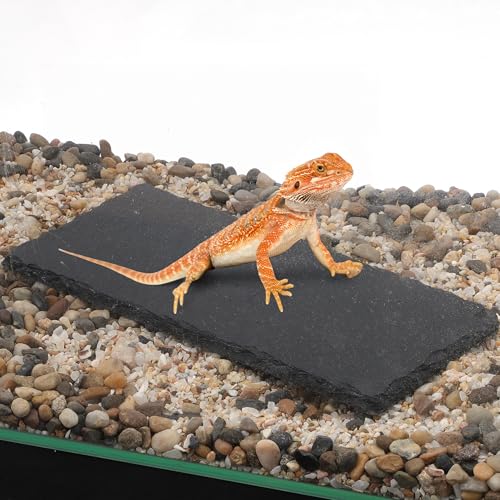Reptiles Slate Rocks, Basking Surface Reptile Basking Platform, Enhances Climbing Activity, 9.84"x4.72", Black Gray - size: 9.84"x4.72"