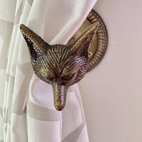 Animal Hook, Curtain Hold Back, Tie Back, Jewellery Hook, Antique Brass, Iron (Fox Head) - style: Fox Head