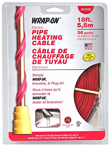 Pipe Heating Cable - 18-Feet, 120 Volt, Built-in Thermostat, Low Wattage - 31018 - size: 18 Feet
