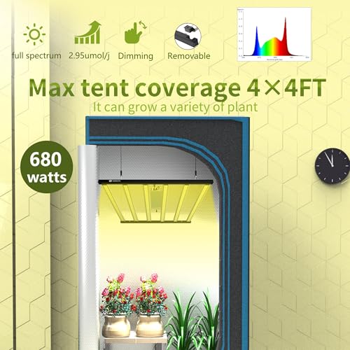 LED Grow Lights for Indoor Plants Full Spectrum Growing Light Bar Plant Hanging Growing Lamps Seedling Daisy Chain Dimmable Board 4x4ft Coverage (680watts) - size: 680watts