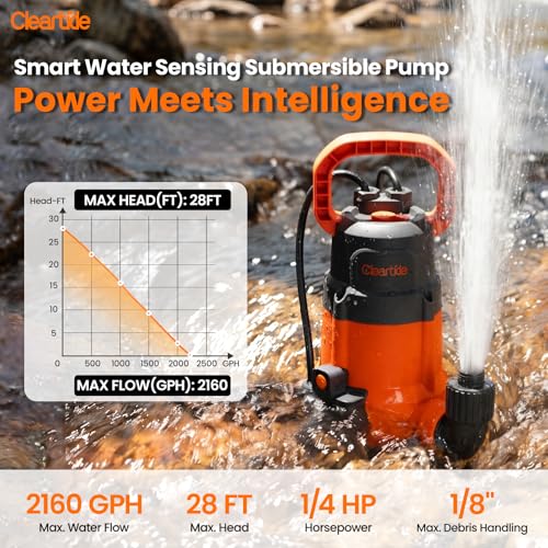 utility submersible pump with water sensor 1/4hp pump with hose, 10ft - style: 1/4HP Auto Water Sensor Pump with Hose