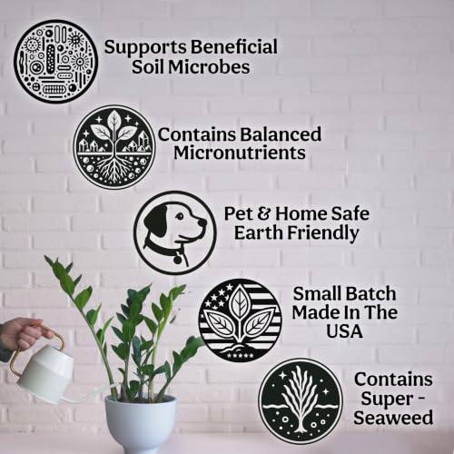 Organic Liquid Indoor Plant Food, Houseplant, Tropical & All-Purpose Indoor Plant Fertilizer, Organic Liquid Fertilizer 5-5-5 with Sea Kelp 32oz Treats 220 Gallons of Water - size: 32oz