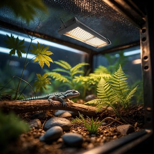 Dimmable LED Reptile UVB Lamp, 8000 Hours UVB Duration for Much Longer Lifespan, Adjustable 4/8/12-Hour Cycles, Suitable for Gecko, Chameleon, and Bearded Dragon, 8W, M Size - size: 8INCH
