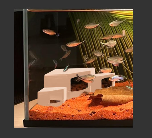 Shrimp Cave for Aquarium Tanks – Durable Fish Tank Decor, Natural Hideout for Ghost Shrimp, Fry, and Nano Fish (Easy to Clean) - color: Corner Cave Sand Large