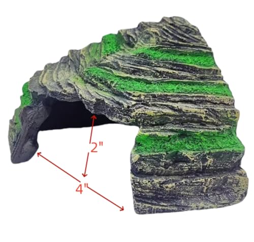 LEOTERRA 2-in-1 Reptile Hide Cave & Basking Spot, Natural Mossy Rock Texture, Perfectly Fits 10-60 Gallon Tanks, for Geckos, Mud Turtles, Juvenile Iguanas, Fish,6.7x6.7x4,Eco-Reinforced Packaging
