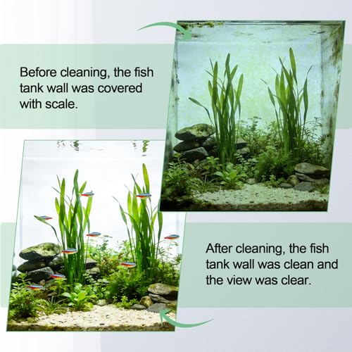 hygger Magnetic Aquarium Fish Tank Glass Cleaner,Detachable Dual-Blades Brush Tool with Floating Scrubber, Double Side Magnetic Scraper for 0.4-0.8 Inch Thick Glass Aquariums Tank (L) | Fish tank accessories - size: L