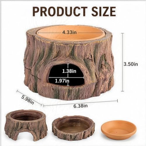 3 in 1 Small Reptile Humid Hide Leopard Gecko Hide Crested Gecko Tank Accessories with Detachable Base