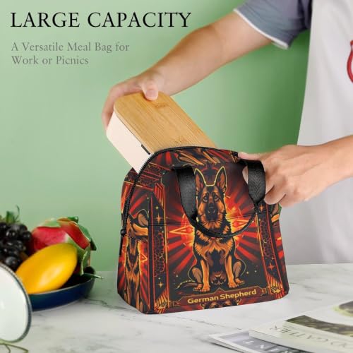 German Shepherd Dog Lunch Bag for Women Men | Insulated Lunch Box Leakproof Food Meal Containers Reusable Foldable 6L Capacity Lunch Tote Bags for Work Picnic Travel - color: style-13