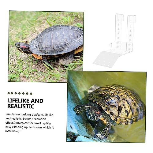 GALPADA 1set Acrylic Turtle Basking Platform Climbing Ledge for Aquatic Turtles Frogs and Lizards Removable Design for Easy Installation Fish Tanks and Tortoise Habitats - size: 15.5X15X9CM