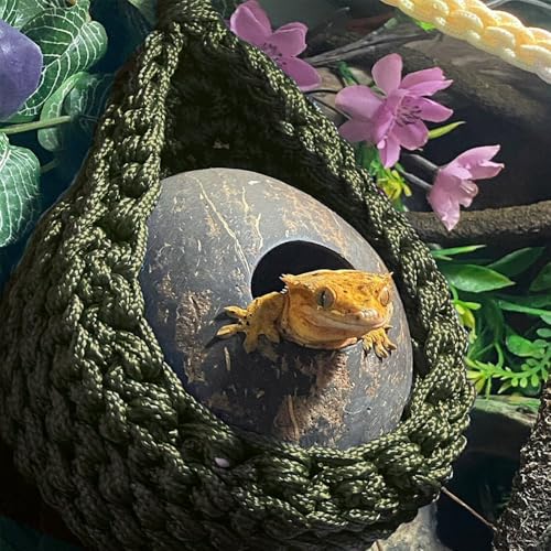MiOYOOW Bearded Dragon Hammock, Swing Hanging Reptile Bed, Reptile Tank Accessories for Small Animals Amphibian, Lizards, Geckos, Snakes - color: green