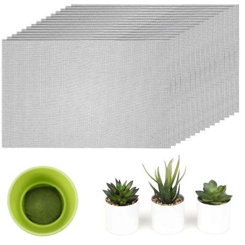 20Pcs Flower Pot Hole Mesh Pad Mesh for Plants 11.8x7.8 Inch | Drainage Meshes, Planter Meshes, Bottom Grid Mat, Plant Succulent Potting Mat, Bonsai Pots Barrier