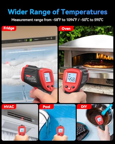 Infrared Thermometer, Digital Surface Temperature Gun -58℉ to 1094℉ | Laser Temp Gun for Cooking Food, Pizza Oven, Flat Top Grill, Griddle, Soap Making, Reptile