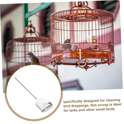 Stainless Steel Bird Poop Scooper with Adjustable Handle Versatile Cleaning Tool for Chicken Coop Bird Cage and Reptile Litter Durable Easy to Maintain