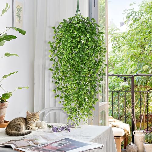 4Pcs Artificial Hanging Plants, Fake Vines Boston Ivy | Fake Hanging Plants UV Resistant Ivy Artificial Plants Faux Plants Indoor Living Room Boho Wall Porch Shelf Decor - color: Boston Ivy, size: 4Pcs Plants