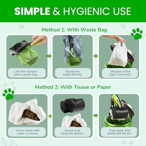 SHAZORY Pooper Scooper for Dogs & Cats – Long Handle, Heavy-Duty Design with Bag Dispenser, Poop Scooper for Large Dogs, Dog Poop Scoop for Yard, Portable for Pet Parents & Dog Walkers (28") - size: 28"