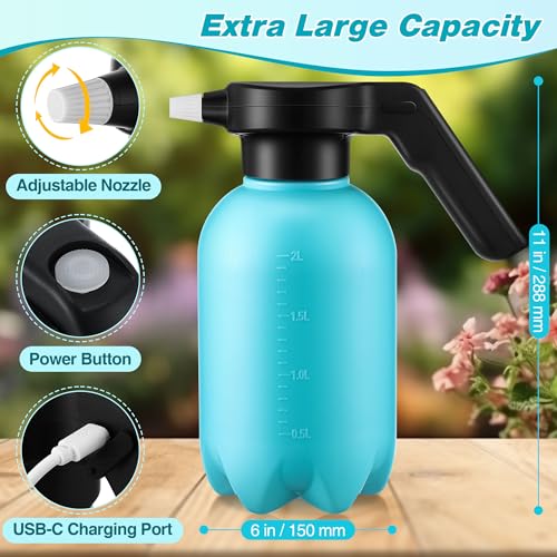 0.5 Gallon Electric Spray Bottle Plant Mister Blue Style | Rechargeable Battery Powered Sprayer with Adjustable Spout, for Indoor Outdoor Plants, Gardening and Cleaning - style: Blue Style
