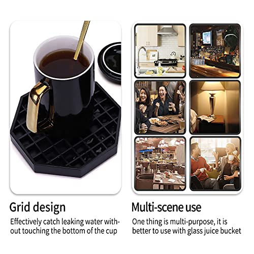 Drip Trays 6" Coffee Countertop Octagon Drip Tray Black Plastic Coffee Drip Tray With Honeycomb Grid, Pack of 2 (2 Pcs 6")