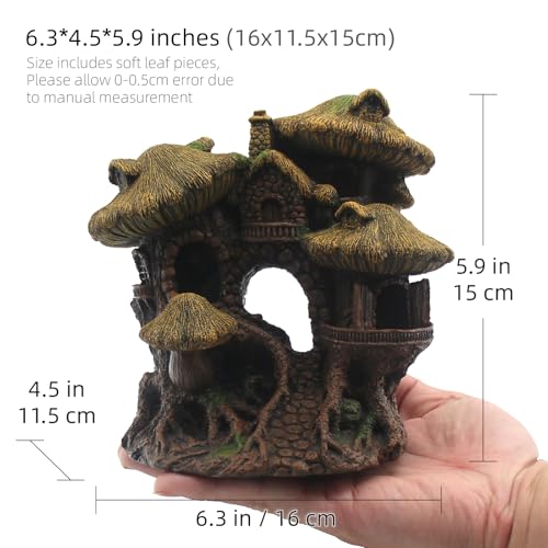 relaqcc Fish Tank Decorations Hideaway Cave, Fish Tank House Accessories for Amphibians, Goldfish, Shrimp, Conch