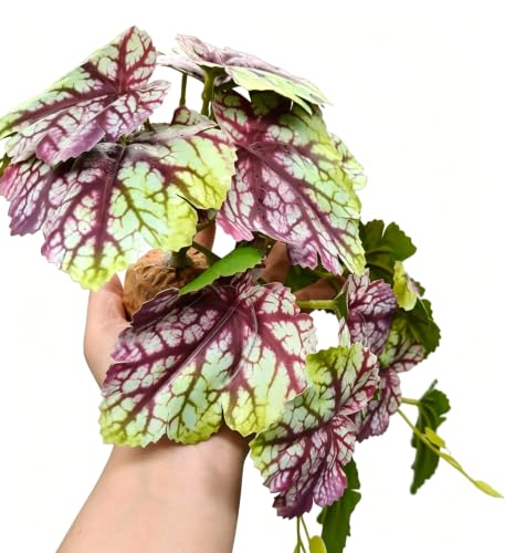 Fake Reptile Plants for Terrarium,Crested Gecko Tank Accessories | Artificial Plants for Reptile enclosure,Fake Habitat Decor for Lizard Bearded Dragon Desert Gecko Tortoise Snake frog - color: Green and Purple