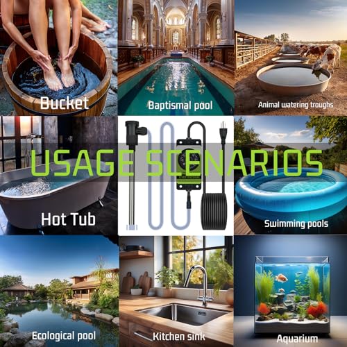 3000W 240V Titanium Submersible Water Heater for Pool, Pond, Hot Tub, Above Ground/inground Pool, Spa, Bathtub & Baptismal – Portable Electric Immersion Heater with Knob-Style Thermostat