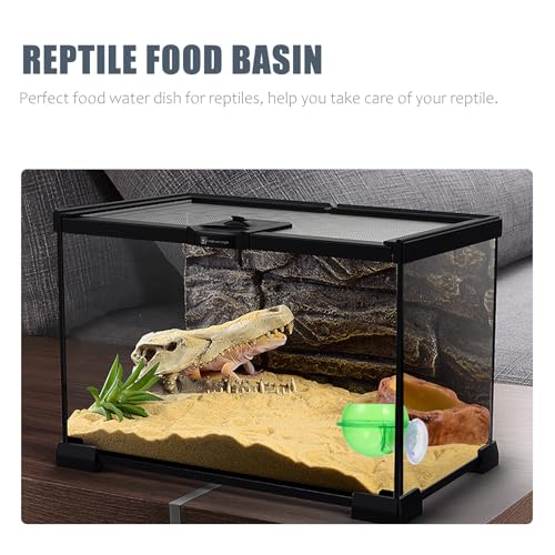 2pcs Escape Proof Reptile Food Bowl and Water Dish Plastic Feeding Basin for Gecko, Spider, Frog Terrarium Use