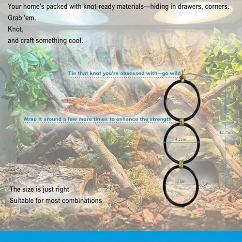 Horsmiyla 3-Ring DIY Snake Climbing Rings for Ball Python Tank Decor | Customizable Vertical Reptile Enrichment Toys, Reptile Cage Accessories Fit Chameleon & All Reptile Habitats