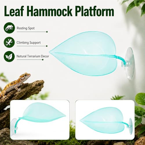 Reptile Basking Platform with Suction Cups, 3PCS Leaf Shape Climbing Resting Shelf for Turtle Tank, Tree Frog, Bearded Dragon, Leopard Gecko – Aquarium Habitat Decor, Green (Mixed Color) - color: Mixed Color