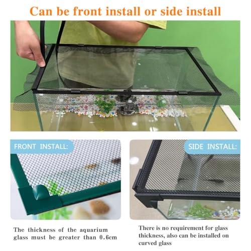 Magnetic Fish Tank Cover Green Frame Black Net, DIY Fish Tank Lid Adjustable Size Fit Tank Size Max 35''X19''(100x50CM) for Preventing Fish from Jumping Out and Reptile Escaping - color: Green Frame Black Net