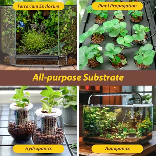 4 LB Organic Expanded Clay Balls Terrarium Substrate for Reptiles | Drainage & Humidity Control, Reusable Leca Balls for Bioactive Setups, Reptile Enclosures, Hydroponics, Aquaponics & Plants - color: 4LBS