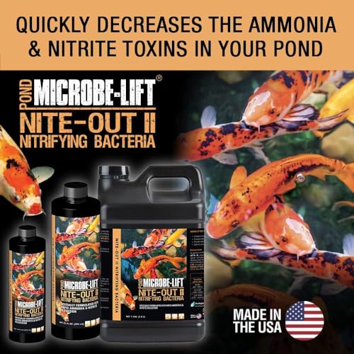 MICROBE-LIFT Nite-Out II Water Cleaner for Outdoor Ponds and Water Gardens, Rapid Ammonia and Nitrite Reduction (1 Gallon) - size: 1 Gallon