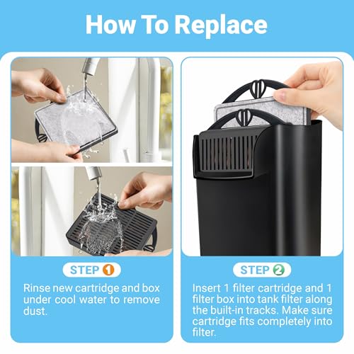 GOZILLA Aquarium Filter Cartridges,Fish Tank Filters Accessories Set,Turtle Tank Filter Replacement Includes 8 Filter Cartridges and 2 Filter Boxes.Only Suit for GZ-107 Low Water Level Tank Filter.