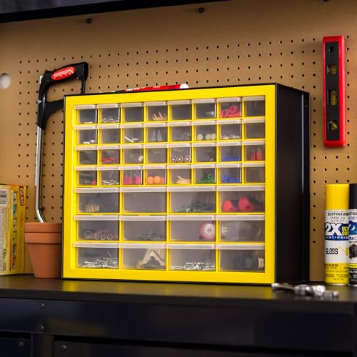 IRIS Plastic Hardware Storage Drawer, 44 Drawer Parts Cabinet - Yellow | Wall-mountable, Stackable, Building Bricks, Screws, Nuts & Bolts, Hardware, Garage Tool Storage - color: Yellow, size: 44 Drawer
