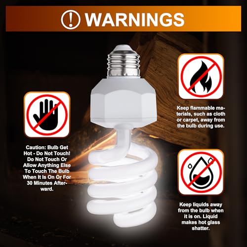 UVB Reptile Light Bulb 10.0, 23W UV Spiral Compact Florescent Terrarium Lamp Ideal for Desert Reptiles Bearded Dragons Lizard Tortoise Iguanas Chameleons Snake - 2 Pack - size: UVB10.0