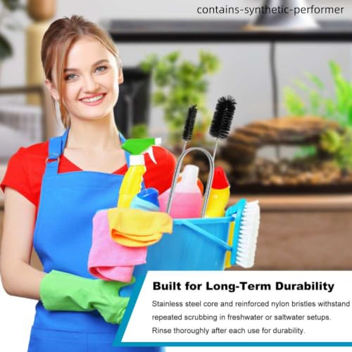 2-Pack 61-in Flex Dual-Ended Nylon Tube Brush for Aquarium Hoses & Pipes | Sturdy steel core with tough bristles. Cleans drains, kitchen pipes, pumps, narrow tubes. Ideal for aquariums.