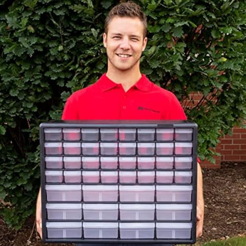 Akro-Mils 44-Drawer Plastic Storage Cabinet, 20"W x 6"D x 16"H, Black | Plastic Cabinet w/ Drawers for Garage Organization, Beads, Building Bricks Storage, Teacher Toolbox, Makeup Organizer, 10144 - color: Black, size: 44 Drawer, style: 1 Pack