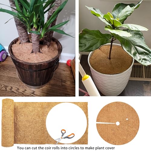 Coco Liner Roll 16x80 Inch Natural Coconut Fiber Mat for Planters - size: 16in X 80in