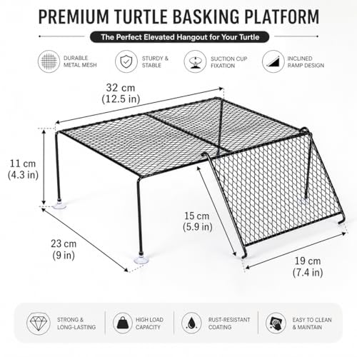 Turtle Basking Platform,Turtle Tank Accessories,Large Standing Dock for Aquatic Turtles Habitat Aquarium Tortoise Ramp Stand Topper Area Ramps Elevated Climbing Reptiles Resting Steel Overpass