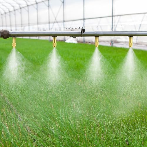 50 Pack 1/4" Misting Nozzles, Adjustable Copper Irrigation Atomizing Spray Emitters Drip Sprinkler Heads for Garden, Greenhouse, Agricultural, Patio Misting, Outdoor Cooling System(Long) - style: Long