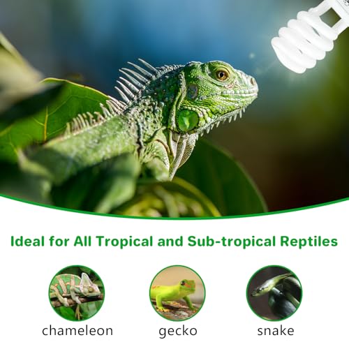 LUCKY HERP UVA UVB Reptile Light 5.0, Tropical UVB 100 Compact Fluorescent Lamp, UVB Light for Reptiles 23W, UVA UVB Reptile Light Bulb, UVB Bulb for Reptiles Chameleons Lizards Tortoises Snakes - style: UVB5.0 23W